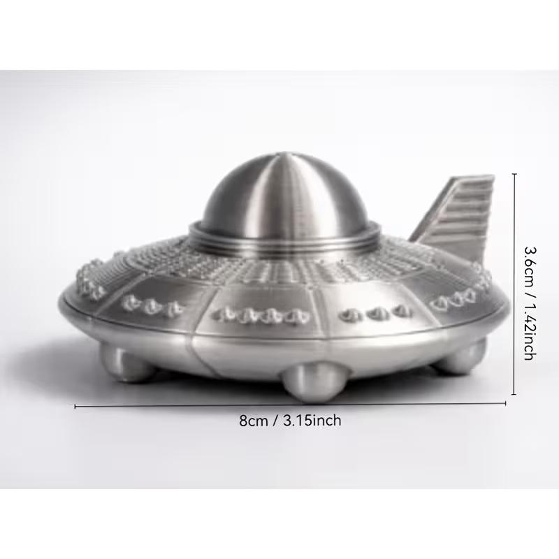 3D Printing App - 3D 프린트된 UFO 피규어, 레트로 메탈
