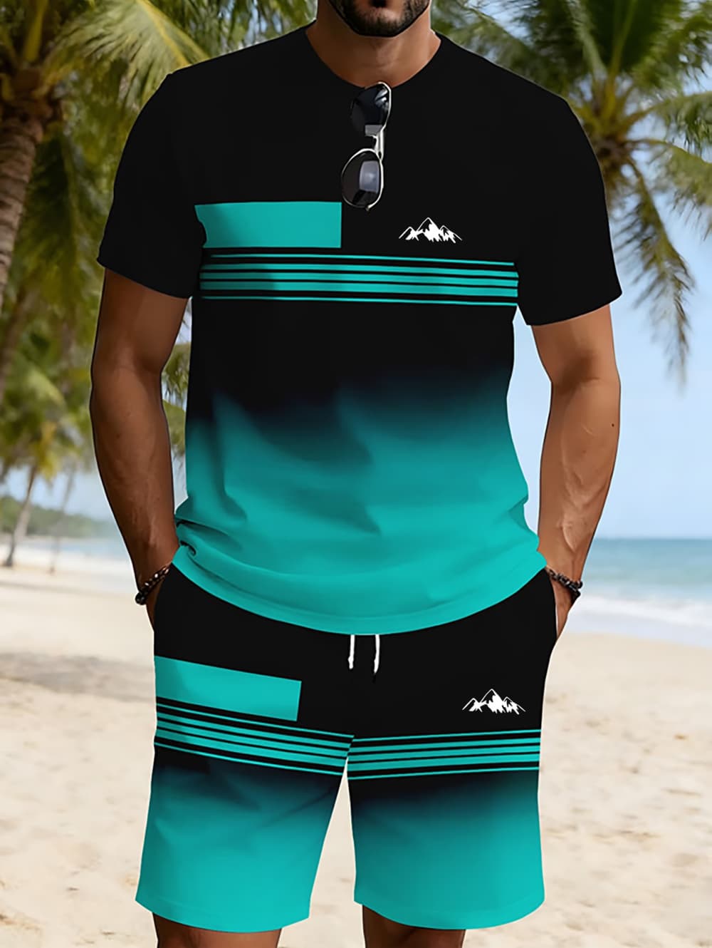 2026 여름 신상 남성 캐주얼 투피스 세트 스트라이프 - 3D Printing Jersey 리뷰 및 가격