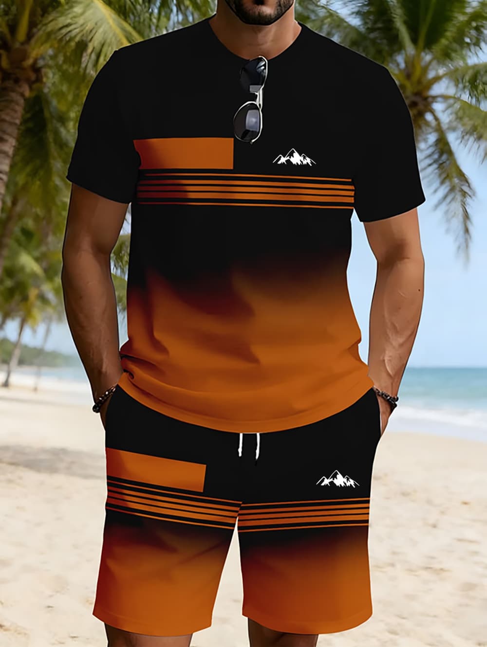 2026 여름 신상 남성 캐주얼 투피스 세트 스트라이프 - 3D Printing Jersey 리뷰 및 가격