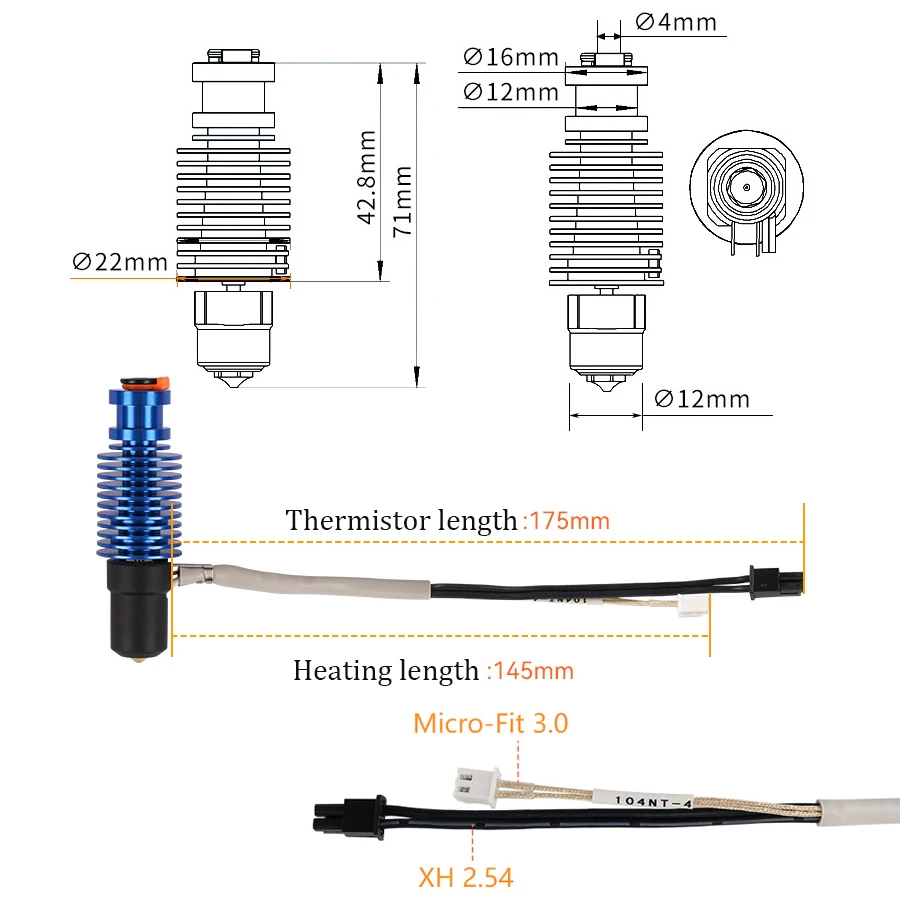 화산 핫 엔드 E3D V6 24V 50W 60W Vor - 3D Printing Ender 리뷰 및 가격
