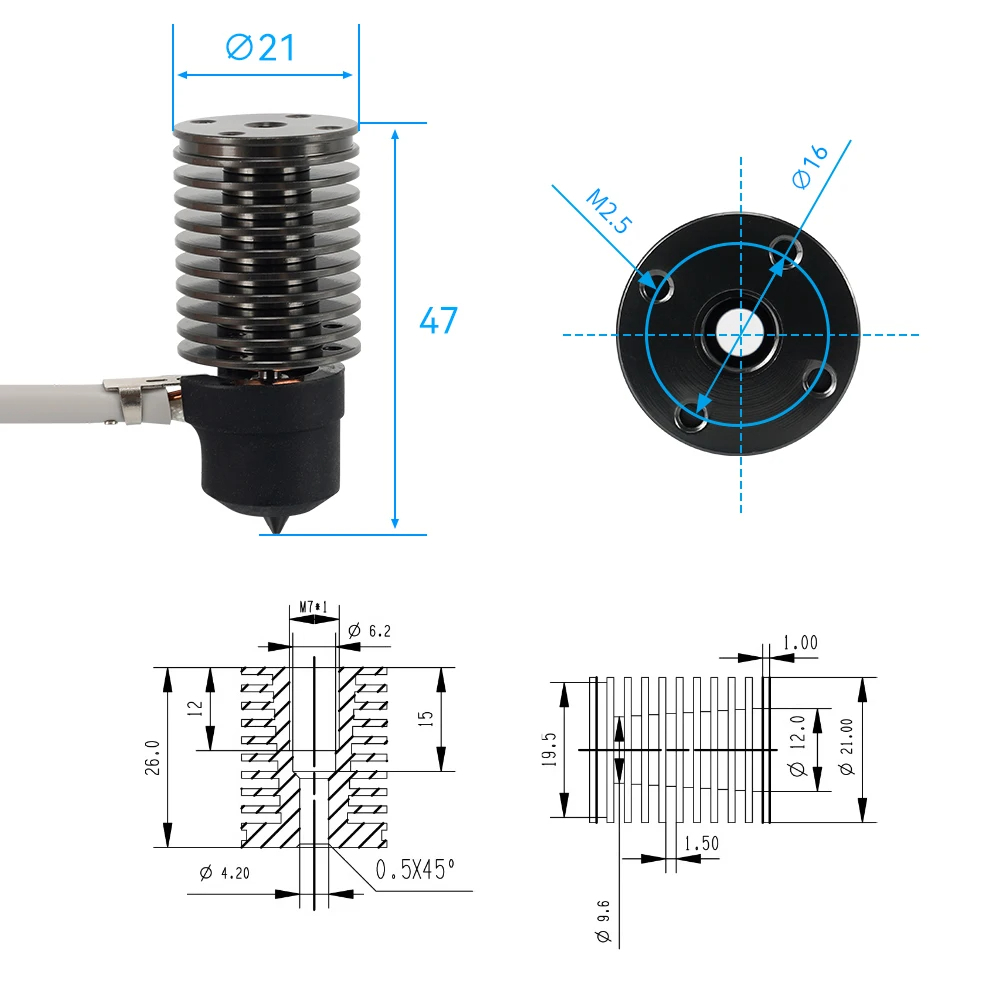 화산 핫 엔드 E3D V6 24V 50W 60W Vor - 3D Printing Ender 리뷰 및 가격